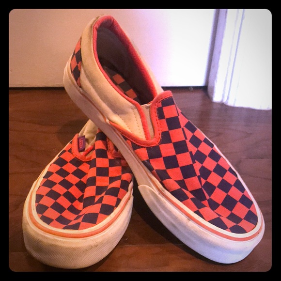 orange checkered vans